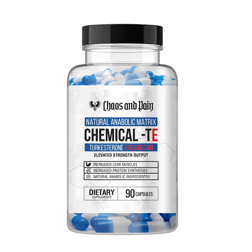 Clear Bottle of Chaos and Pain: Chemical -TE | Turkesterone and Epicatechin Stack - Supplement Shop
