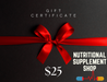 $25 nutritional supplement gift card