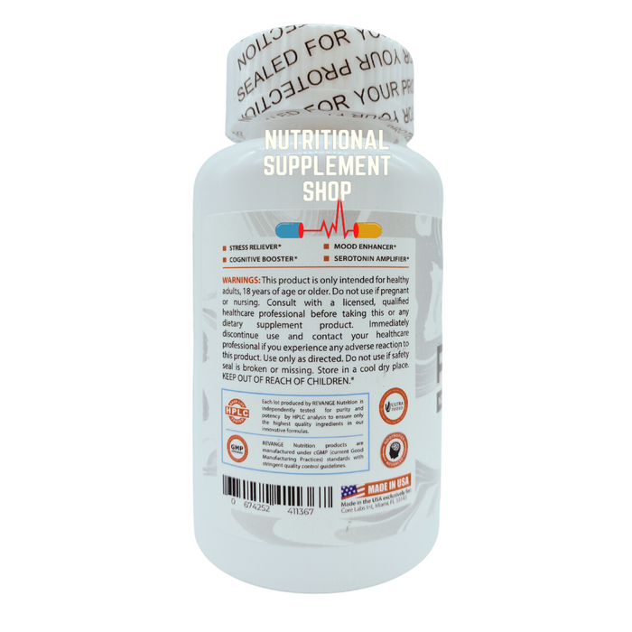 Rear label of Core Labs X Pheni-B Ultra bottle listing benefits, warnings, and storage instructions for the supplement.