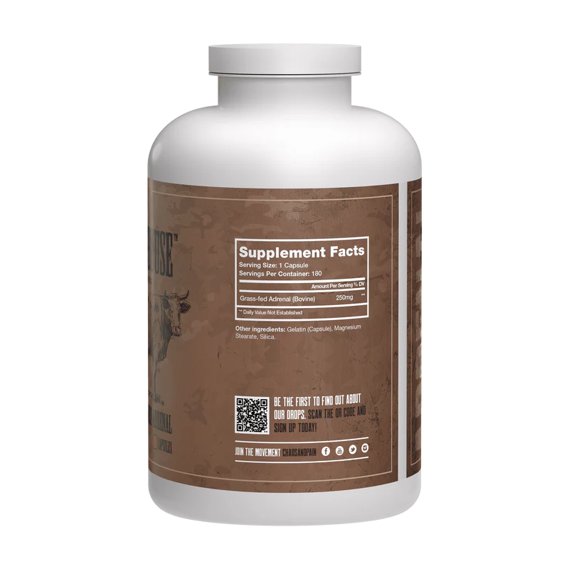 Grass Fed Beef Adrenal Supplement - 180 Capsules
