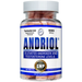 A bottle of Andriol, containing 60 pink tablets. The label states it is a dietary supplement designed to elevate androgen and testosterone levels.
