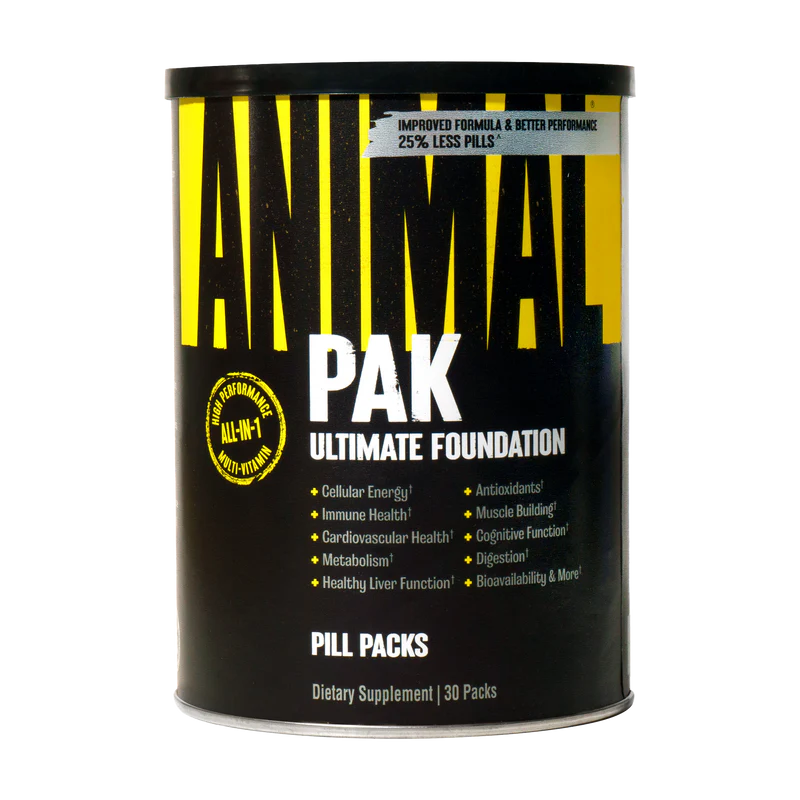 Animal Pak Ultimate Foundation - High-performance multivitamin supplement with 30 pill packs, designed for cellular energy, immune health, muscle building, and more.