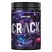 Dark Labs Crack Purple Rocket Tropical Punch flavor pre-workout container, featuring a cracked armor design in metallic purple and blue tones, labeled “Ultra Intense Pre-Workout Formula” for high-stim fitness enthusiasts.