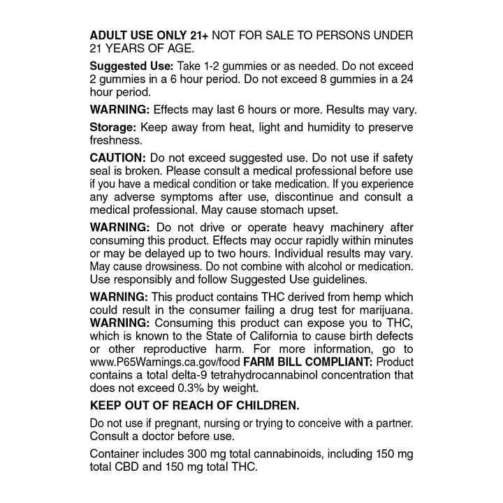 Relax Indica Gummies - 5mg THC & 5mg CBD - 30 Count