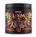 A black container of Flame pre-workout by Dark Labs with fiery, demonic-themed artwork on the label. The product flavor is "Refreshing Watermelon," and it contains 25 servings.