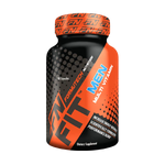 Formutech Nutrition FIT Men Multi Vitamin bottle featuring a bold black and orange design with blue accents. The label highlights benefits such as increased energy, scientifically formulated performance, and 90 capsules per bottle.