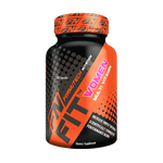 Formutech Nutrition FIT Women Multi Vitamin bottle featuring a sleek black and orange design with pink accents. The label highlights benefits such as increased energy, scientifically formulated performance, and 90 capsules per bottle.