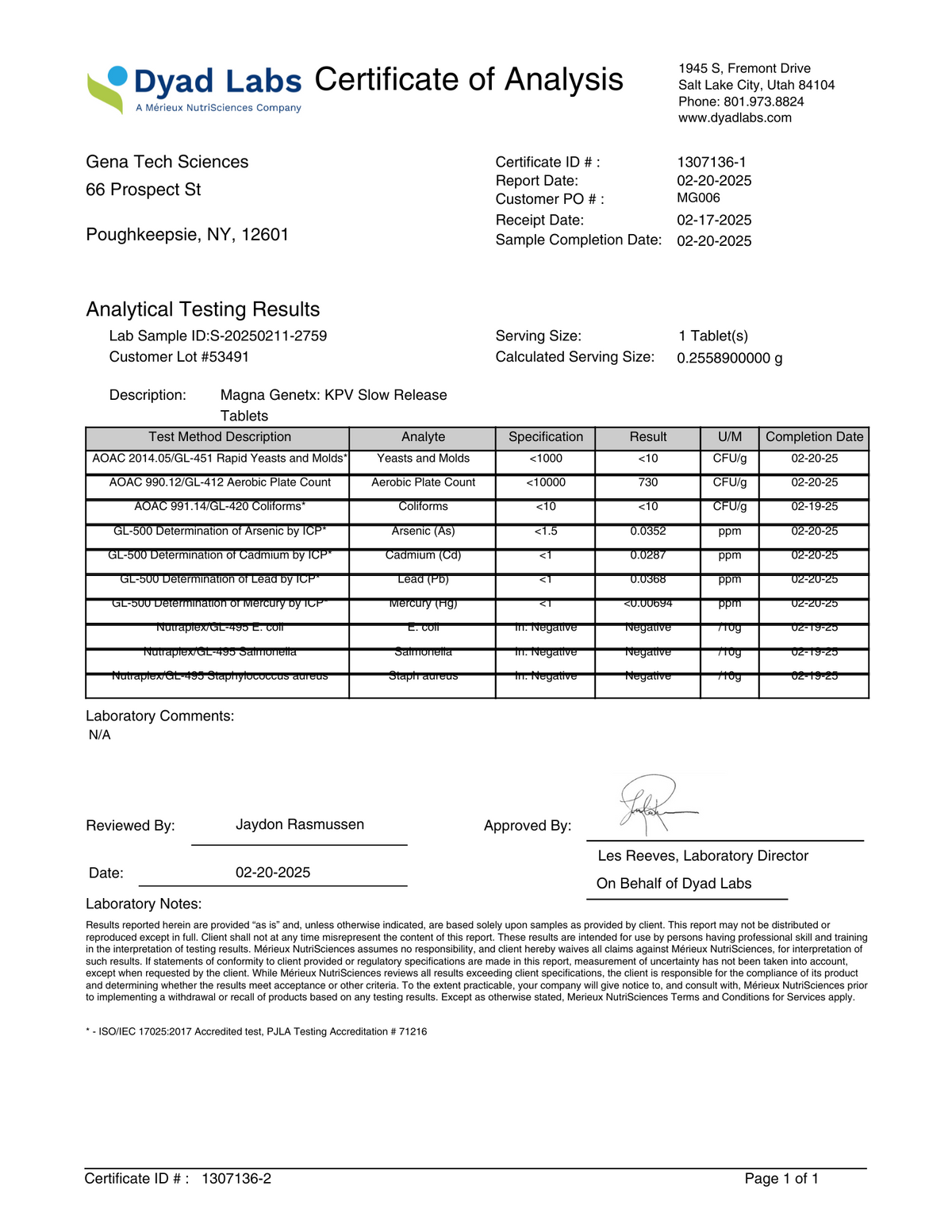 Magna GenetX - KPV Peptide Tablets