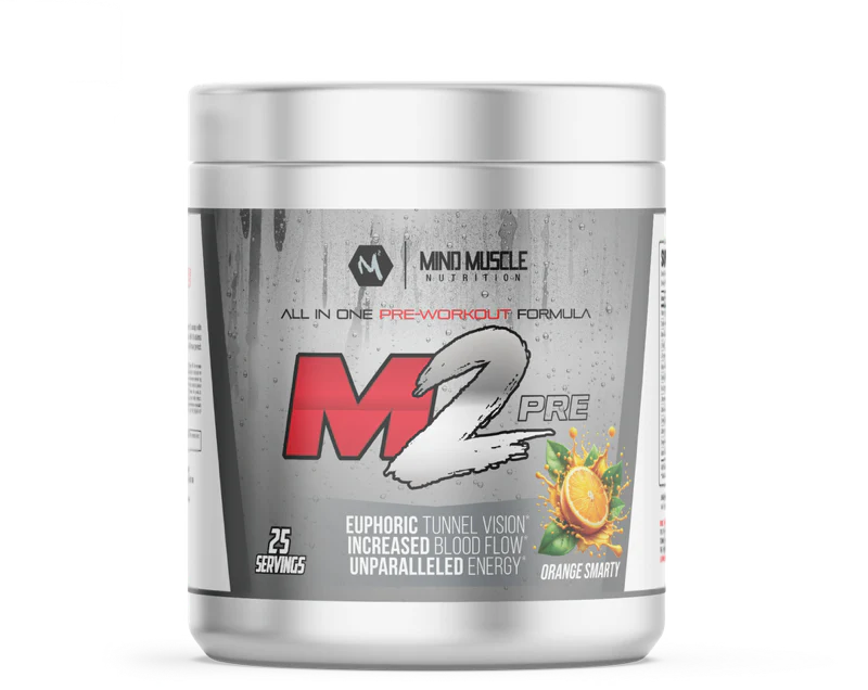 M2 Pre-Workout by Mind Muscle Nutrition in Pineapple flavor, offering intense energy and enhanced workout performance.