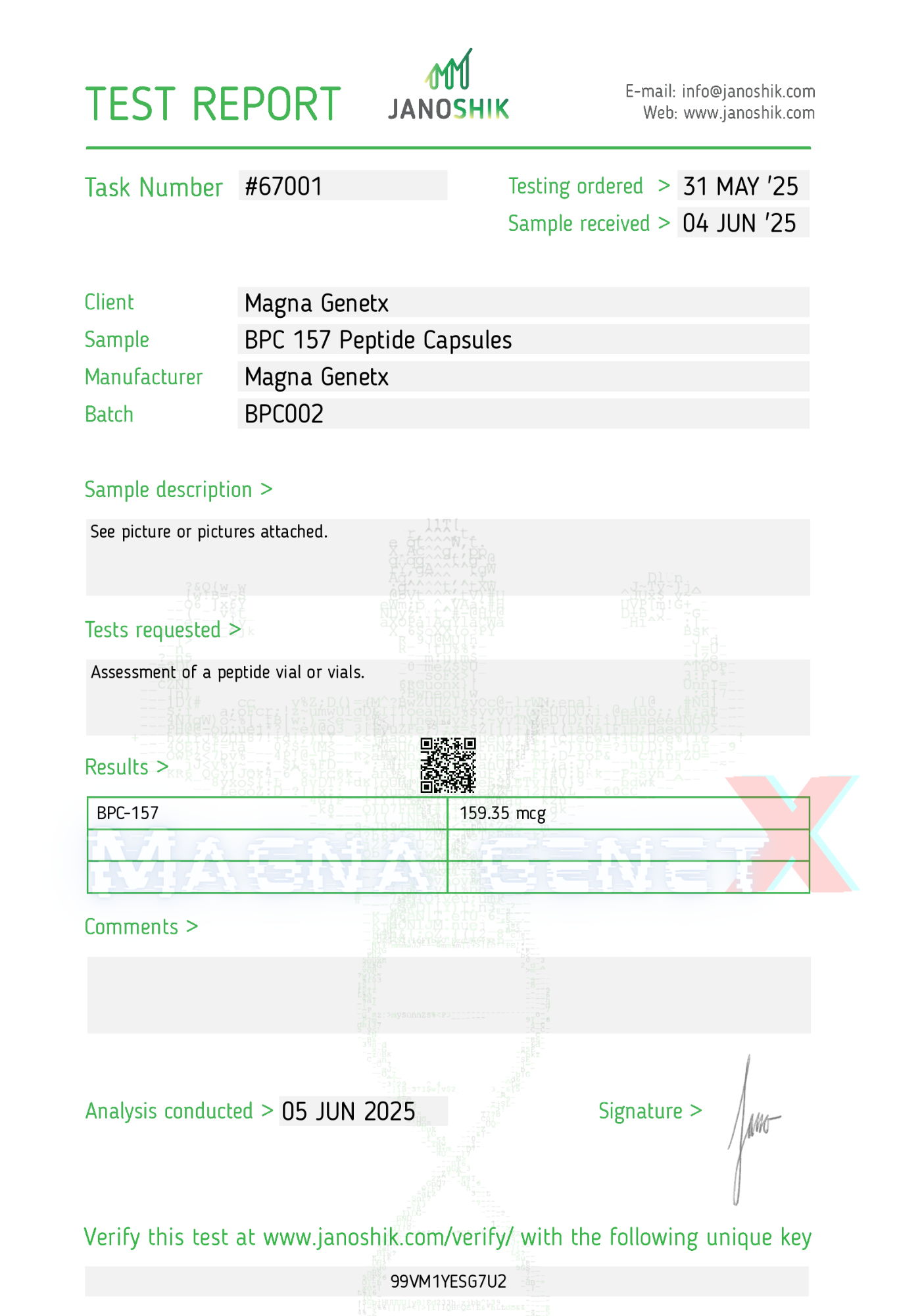 Magna Genetx - BPC-157 Capsules - Lab Certified - 320mcg