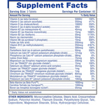 Supplement facts panel for Hi Tech Pharmaceuticals MUSCLEVITE, detailing vitamins, minerals, amino acids, and other nutrients in each serving.