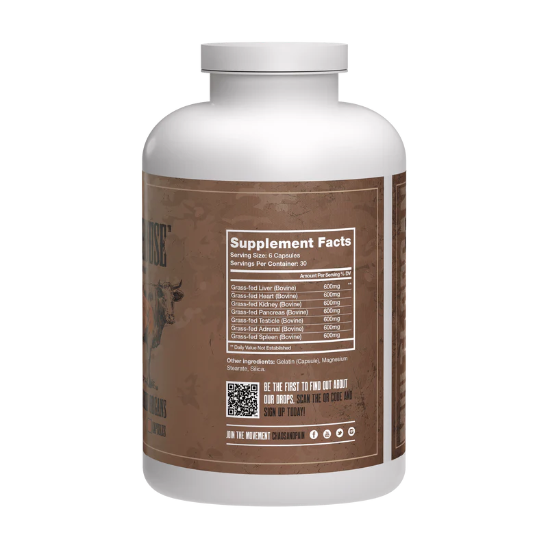 Grass Fed Beef Organ Supplement - 180 Capsules
