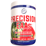 A container of Hi Tech Pharmaceuticals Precision EAAs dietary supplement, 30 servings size.