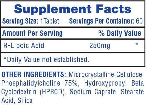 R-ALA (R-ALpha Lipoic Acid) Hi Tech - 60 Tablets, 250mg