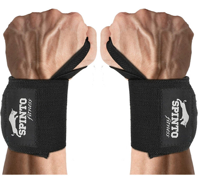 Black bodybuilding wrist straps