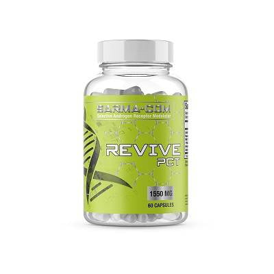 Sarma-Com Revive PCT 60-capsule bottle – post-cycle therapy supplement for hormonal balance and recovery.