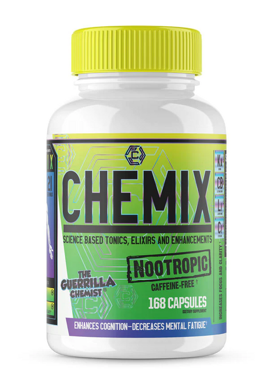 Yellow, green, and white jug of CHEMIX Pre-Workout.