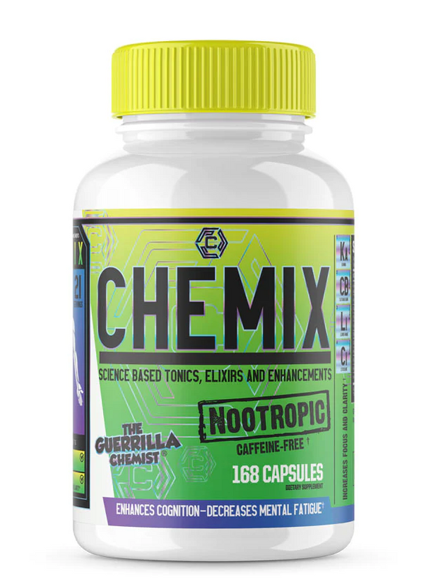 Yellow, green, and white jug of CHEMIX Pre-Workout.