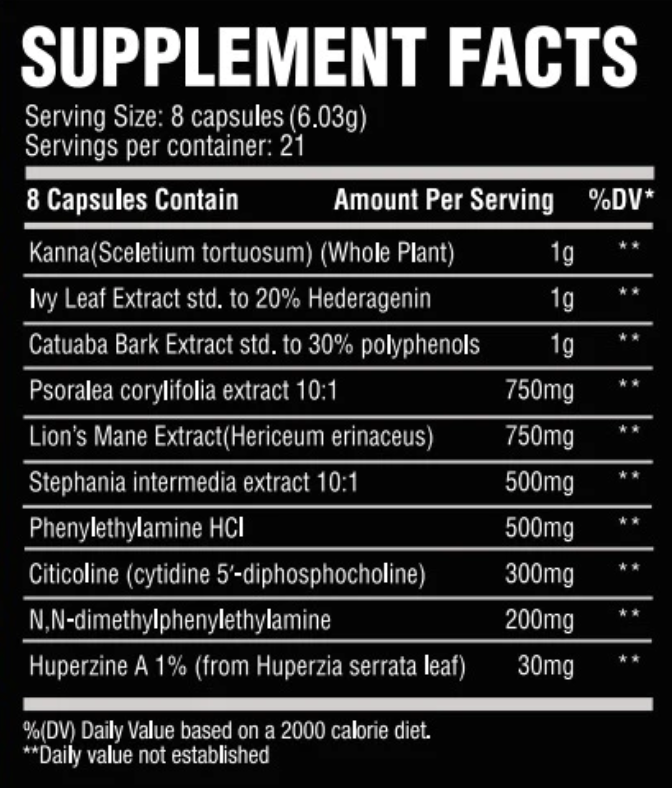 Supplement Facts label of CHEMIX Pre-Workout.