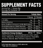 Supplement Facts label of CHEMIX Pre-Workout.