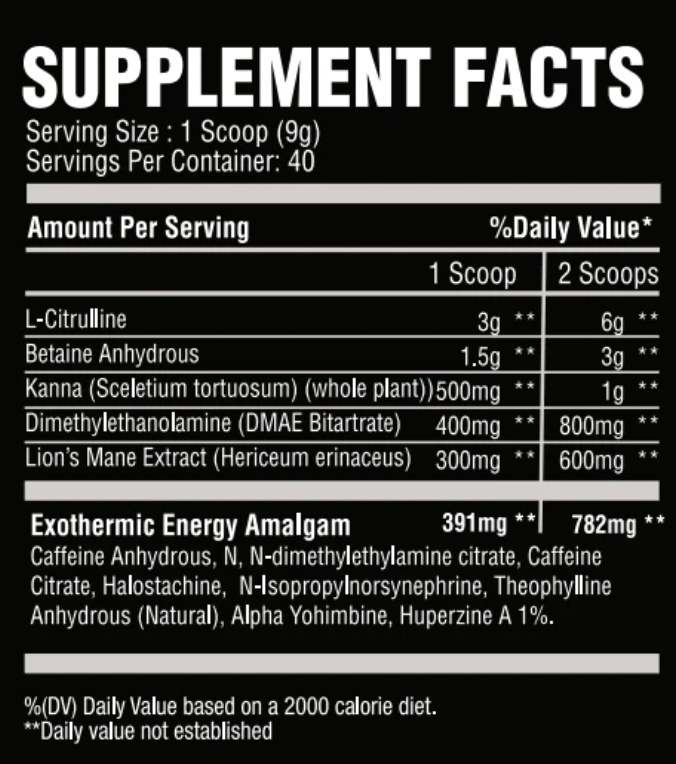 Supplement Facts label of CHEMIX Pre-Workout.