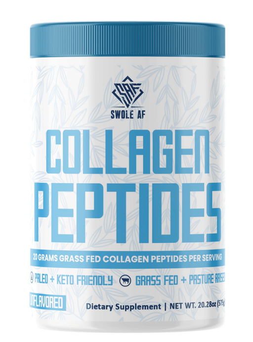 Blue and white jug of Swole AF Collagen Peptides - 575g.