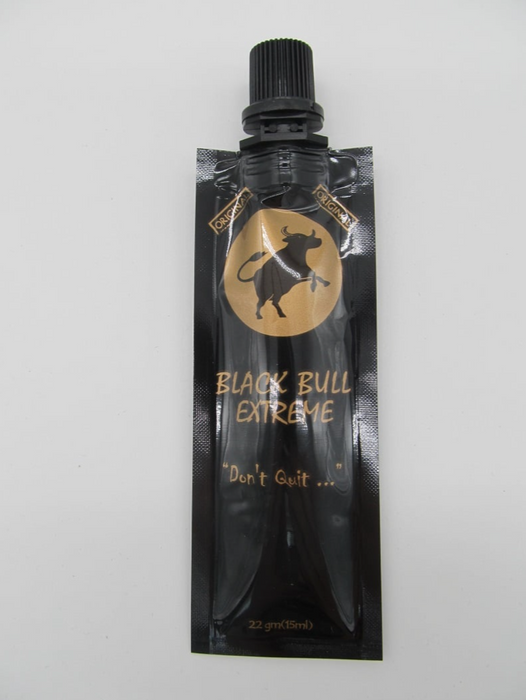 Individual packet of Black Bull Extreme Male Enhancement Supplements.