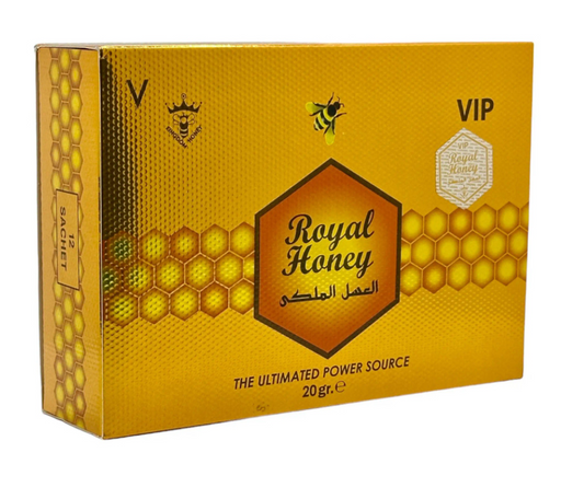 Front view of gold packaging of Royal Honey The Ultimate Power Source - 20g.