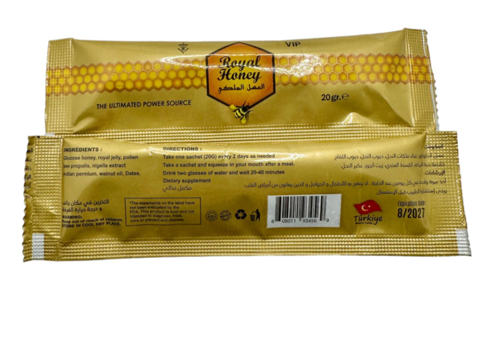 Individual packs of Royal Honey The Ultimate Power Source - 20g.