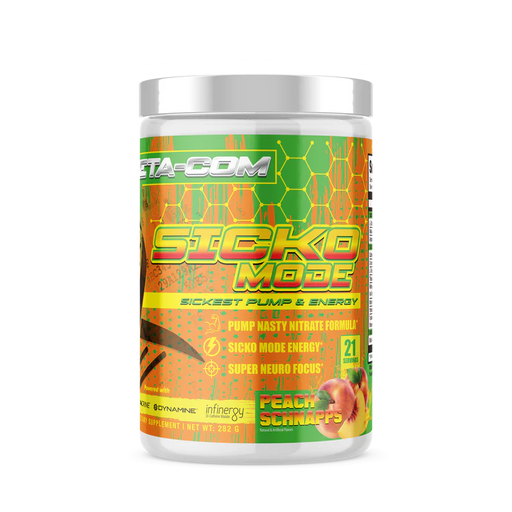 Meta-Com Sicko Mode Pre-Workout tub showcasing the ultimate formula for energy, focus, and pumps.