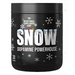 A front view of the Snow Dopamine Powerhouse supplement container featuring a sleek black design with snowflake patterns and bold text that reads 'Snow Dopamine Powerhouse.