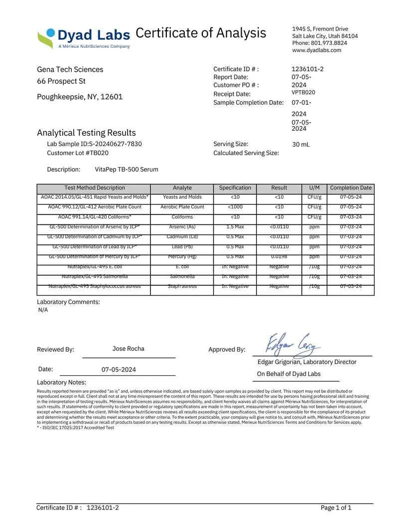 VitaPep - DMSO + TB-500 - 1.2mg