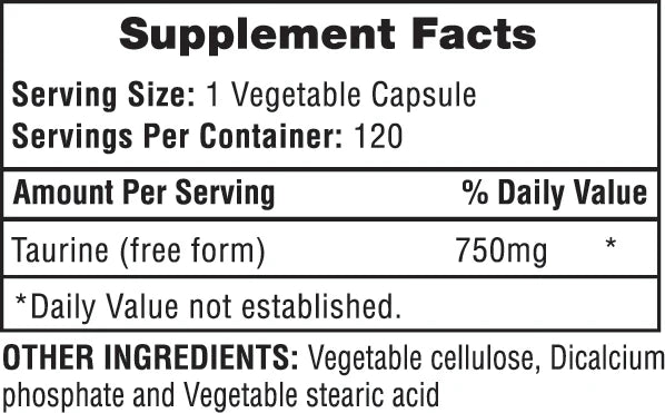 Hi Tech Pharmaceuticals - Taurine 750 mg Capsules