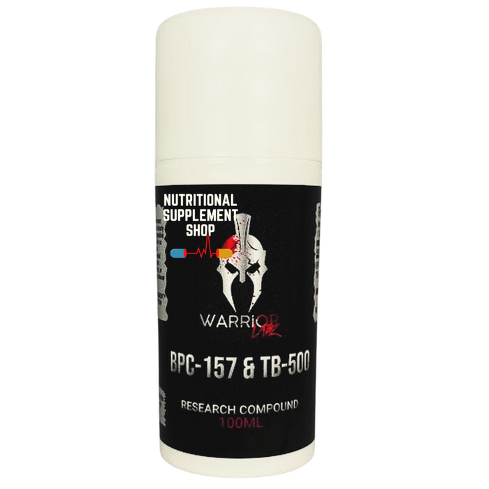 Warrior Labz BPC 157 and TB 500 Gel – 100ml bottle for advanced recovery and healing support, available at Nutritional Supplement Shop.