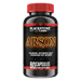 Black bottle with red cap of blackstone labs arson fat burning supplement. the label shows the word arson surrounded by flames