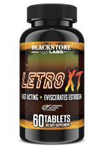Blackstone Labs Letro XT 60-tablet bottle for estrogen management and testosterone support.