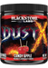 Blackstone Labs Dust X pre-workout supplement in Candy Apple flavor, featuring a fiery design and 25 servings per container.