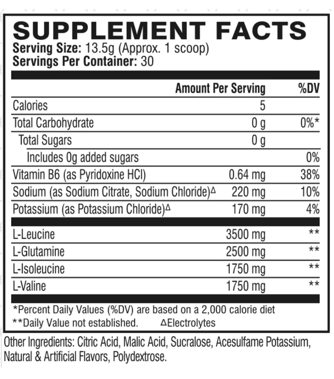xtend airhead bcaa ingredient panel