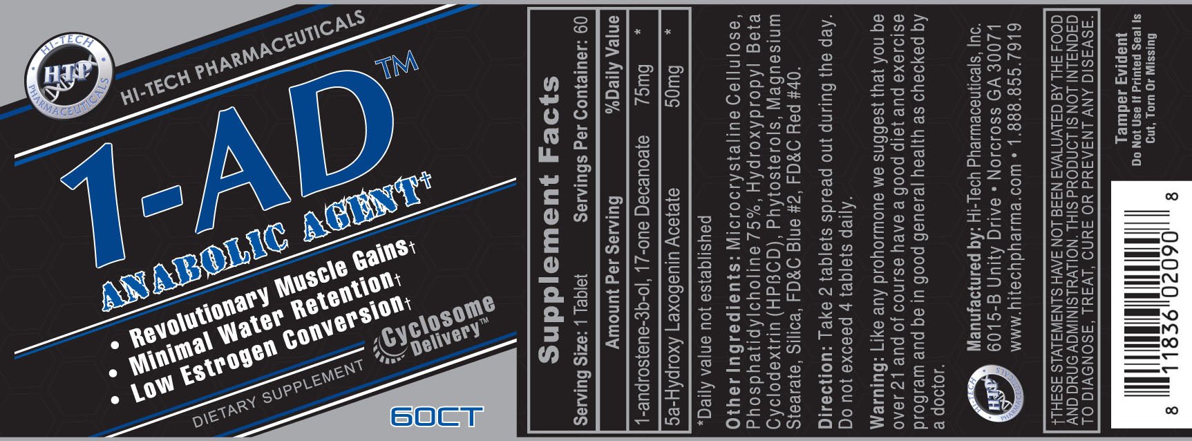 Label for 1 AD prohormone from hi tech