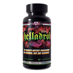Helladrol dietary supplement bottle by Innovative Laboratories, labeled as the world's hottest prohormone for strength, size, and hardness