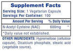 Hi Tech Pharmaceuticals - NAC | N-Acetyl Cysteine - 100 Capsules