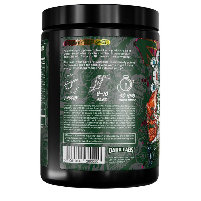 Dark Labs Crack pre-workout supplement in a green and black container