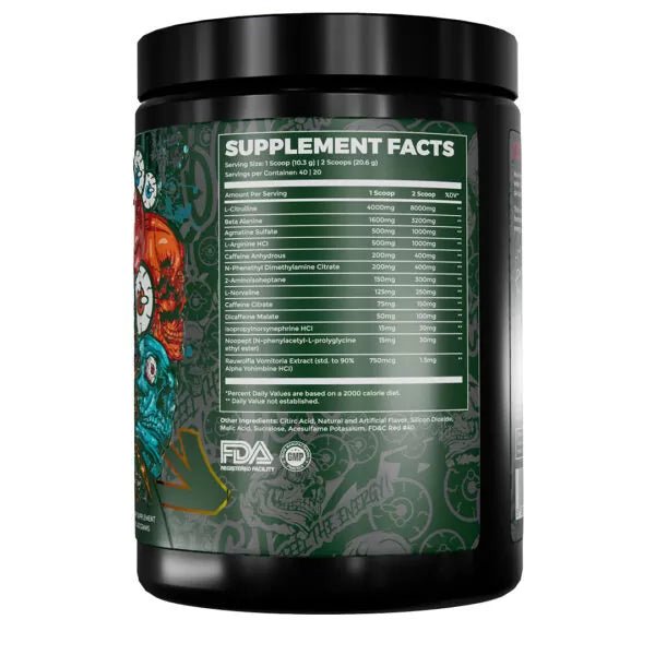 Nutritional information label on Dark Labs Crack OG Formula pre-workout