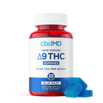 Bottle of Blue Raz cdbmd 10mg thc gummies