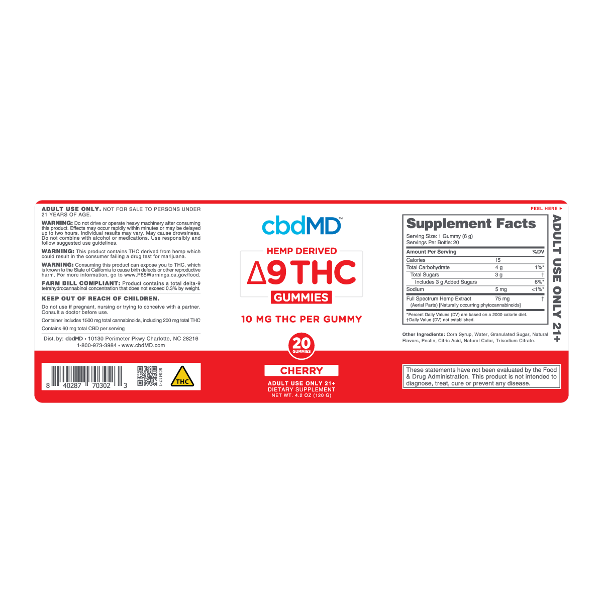 cbdmd delta 9 bottle label