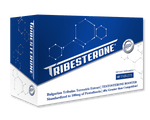 Tribesterone dietary supplement box by Hi-Tech Pharmaceuticals, featuring Bulgarian Tribulus Terrestris Extract as a testosterone booster standardized to 100mg of protodioscin