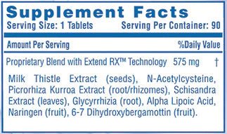 Supplement facts label of Hi Tech Pharmaceuticals: Liver RX | Support Formula - Supplement Shop.