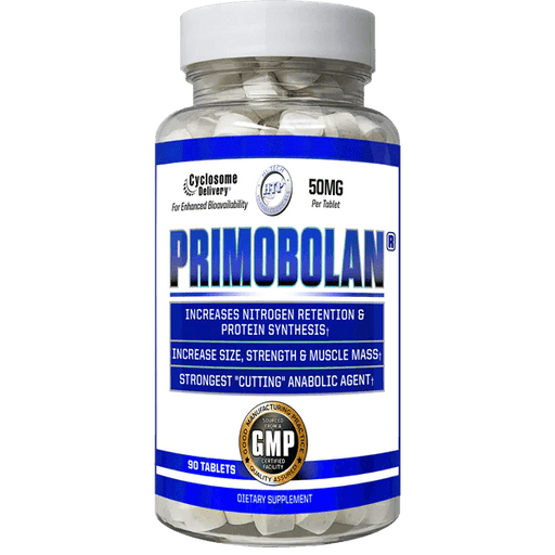 Clear bottle of Hi Tech Pharmaceuticals: Primobolan.