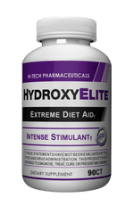 HydroxyElite dietary supplement by Hi-Tech Pharmaceuticals, labeled as an extreme diet aid and intense stimulant with 90 capsules