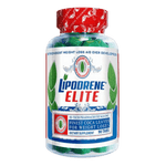 Lipodrene Elite dietary supplement bottle by Hi-Tech Pharmaceuticals, featuring the strongest weight loss aid with coca leaves for weight loss